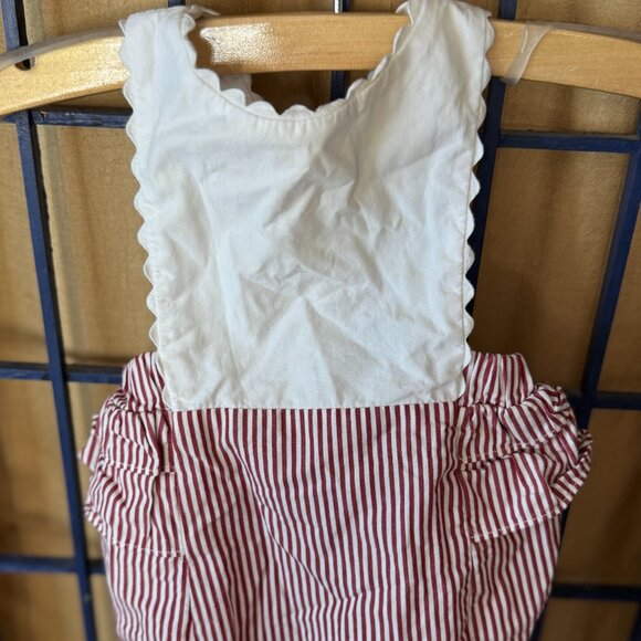 Edgehill Collection Red Stripe Ruffle Bubble Romper NB - Picture 1 of 4